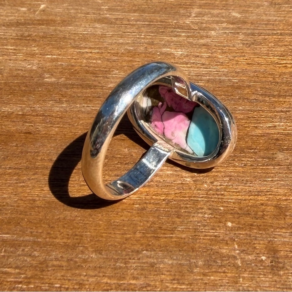 925 Cotton Candy Sterling Silver Oval Ring - Picture 6 of 9